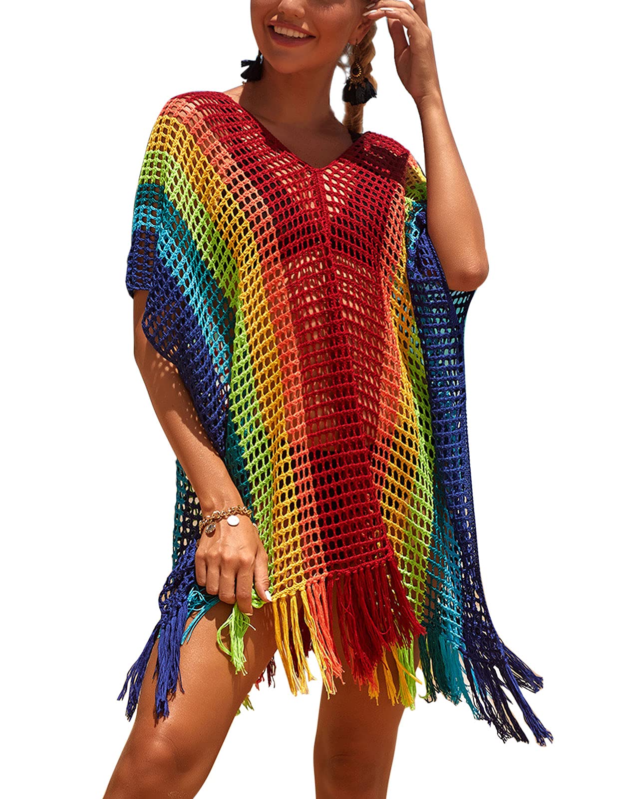 Swimsuit Cover ups for Women Multicolored Beach Dress