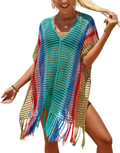 Swimsuit Cover ups for Women Multicolored Beach Dress