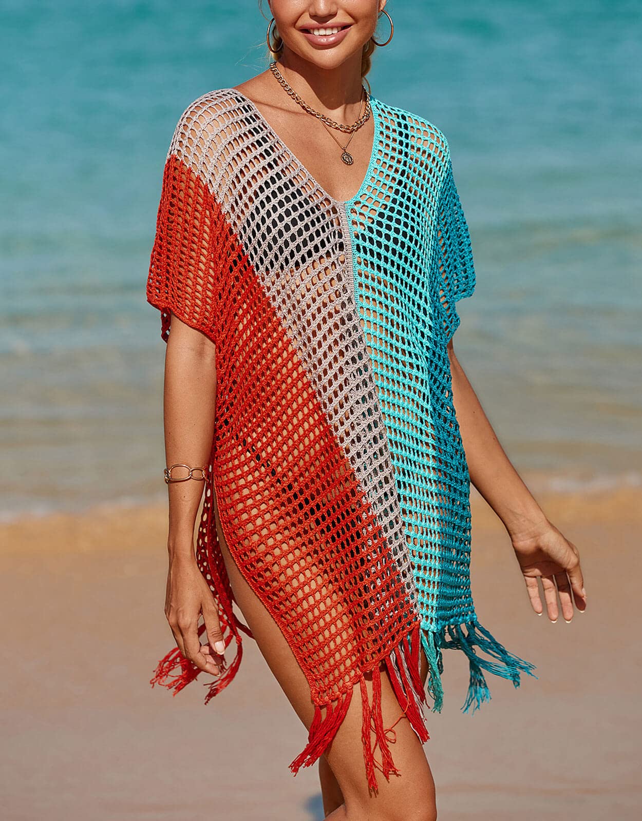 Swimsuit Cover ups for Women Multicolored Beach Dress