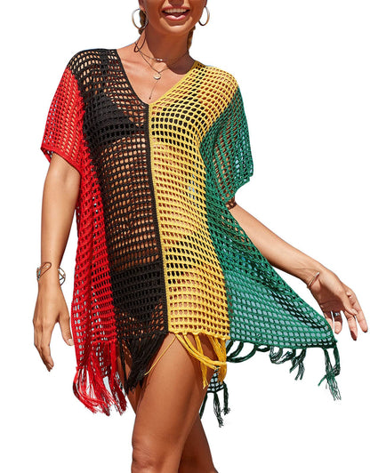 Swimsuit Cover ups for Women Multicolored Beach Dress