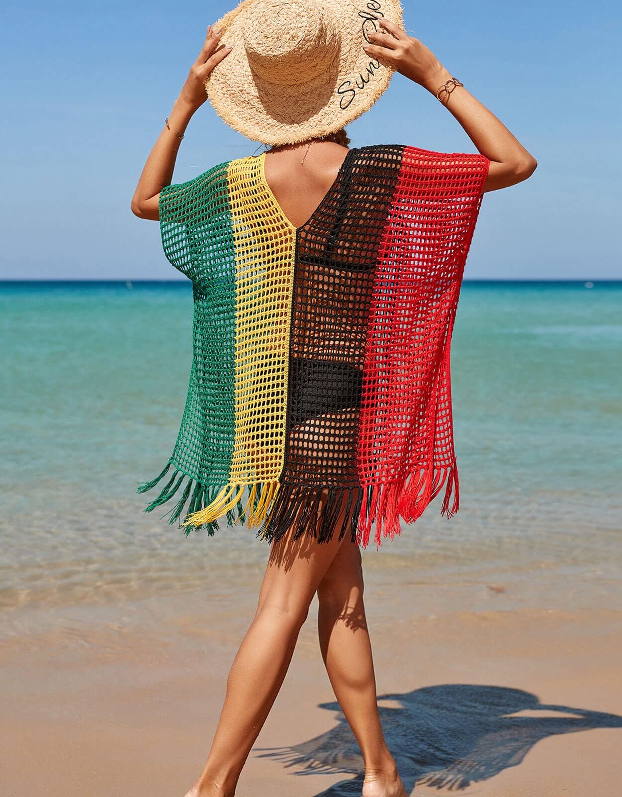 Swimsuit Cover ups for Women Multicolored Beach Dress