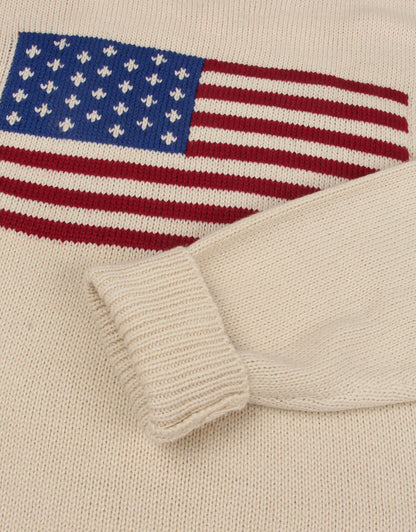 American Flag Loose Long Sleeve Crewneck Sweater