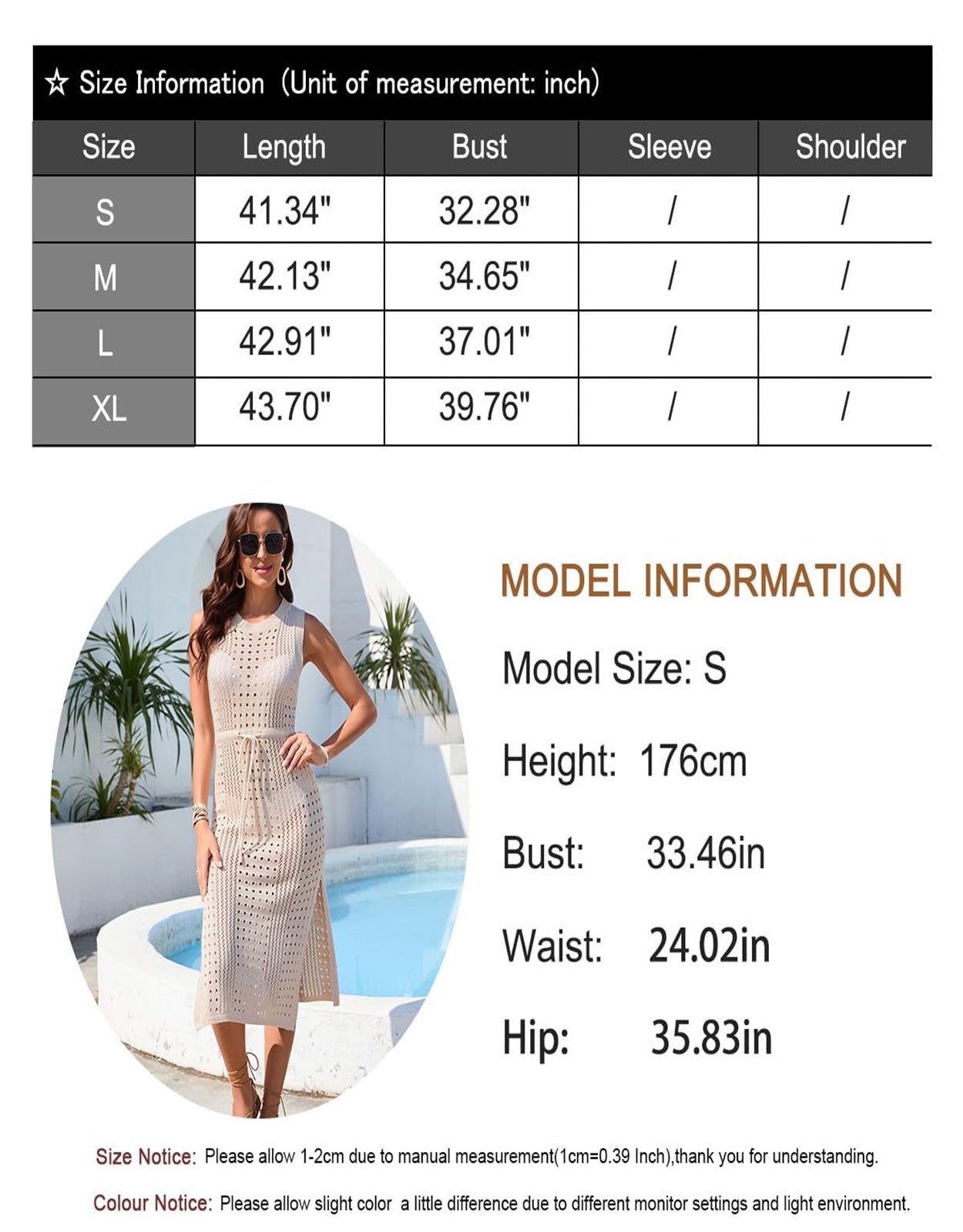 Women's Sleeveless  Side Slit Hollow Out Crochet Coverup Long Dress Cover Up