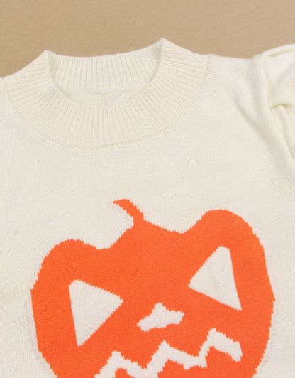 Halloween Pumpkin Ghost Short Sleeve Sweater