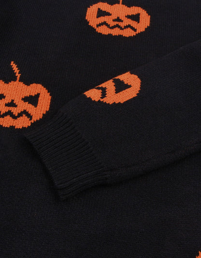 Halloween Pumpkin Print Long Sleeve Sweater