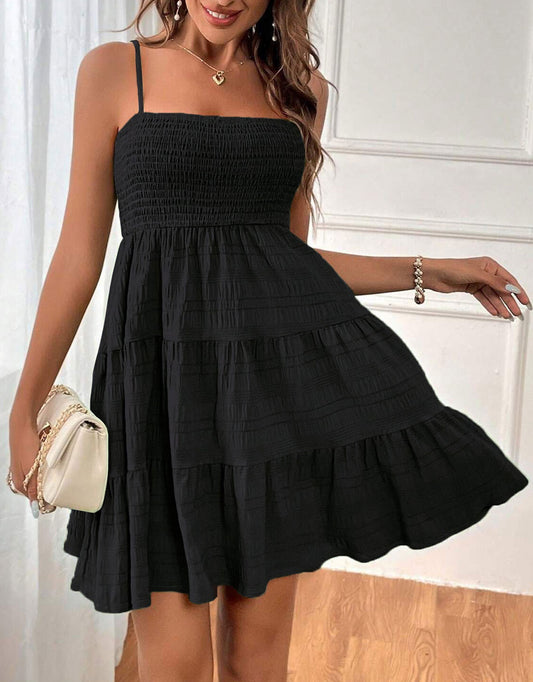 Suspender Pleated Mini Tank Dress