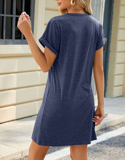 Casual Round Neck Short Sleeve T-shirt Mini Dress