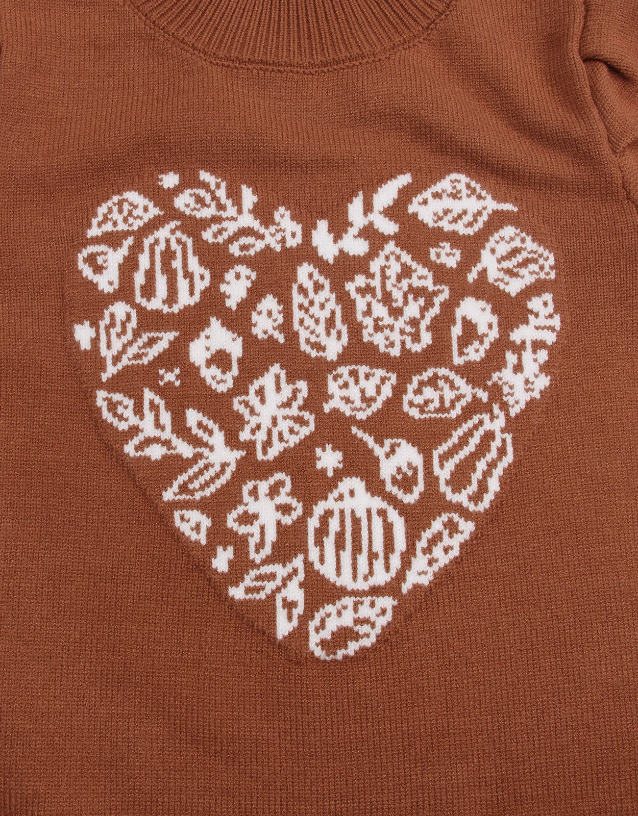 Green Leaf Love Heart Christmas Sleeve Short Sweater