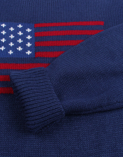 American Flag Loose Long Sleeve Crewneck Sweater