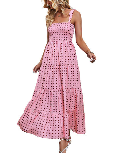 Fashionable suspender polka dot print dress