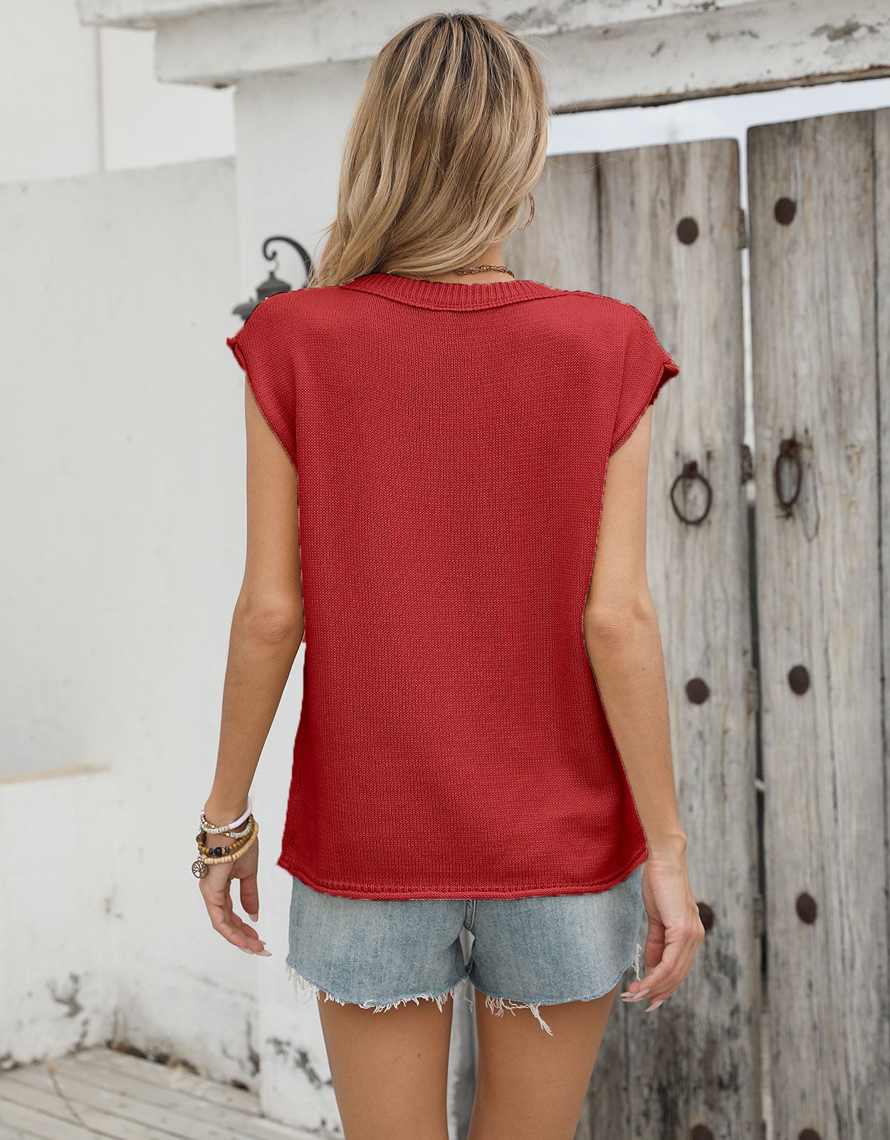 American Flag Loose Short Sleeve Round Neck Sweater