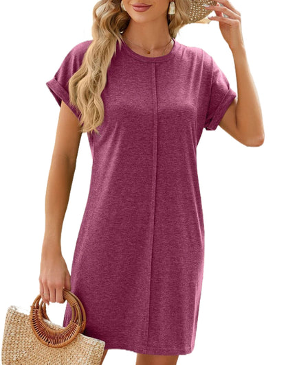 Casual Round Neck Short Sleeve T-shirt Mini Dress