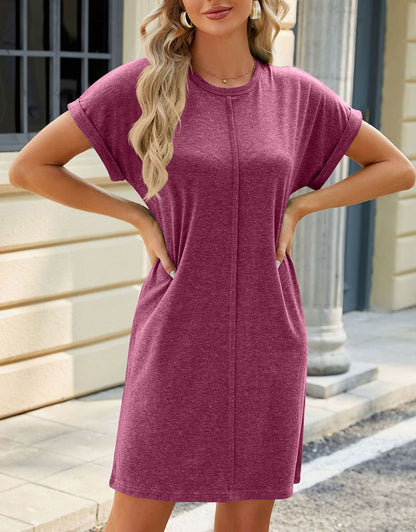 Casual Round Neck Short Sleeve T-shirt Mini Dress