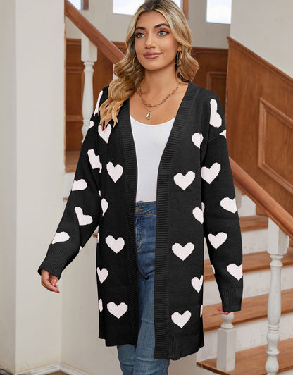 Cute Heart Long Sleeve Cardigans Coat Outwear