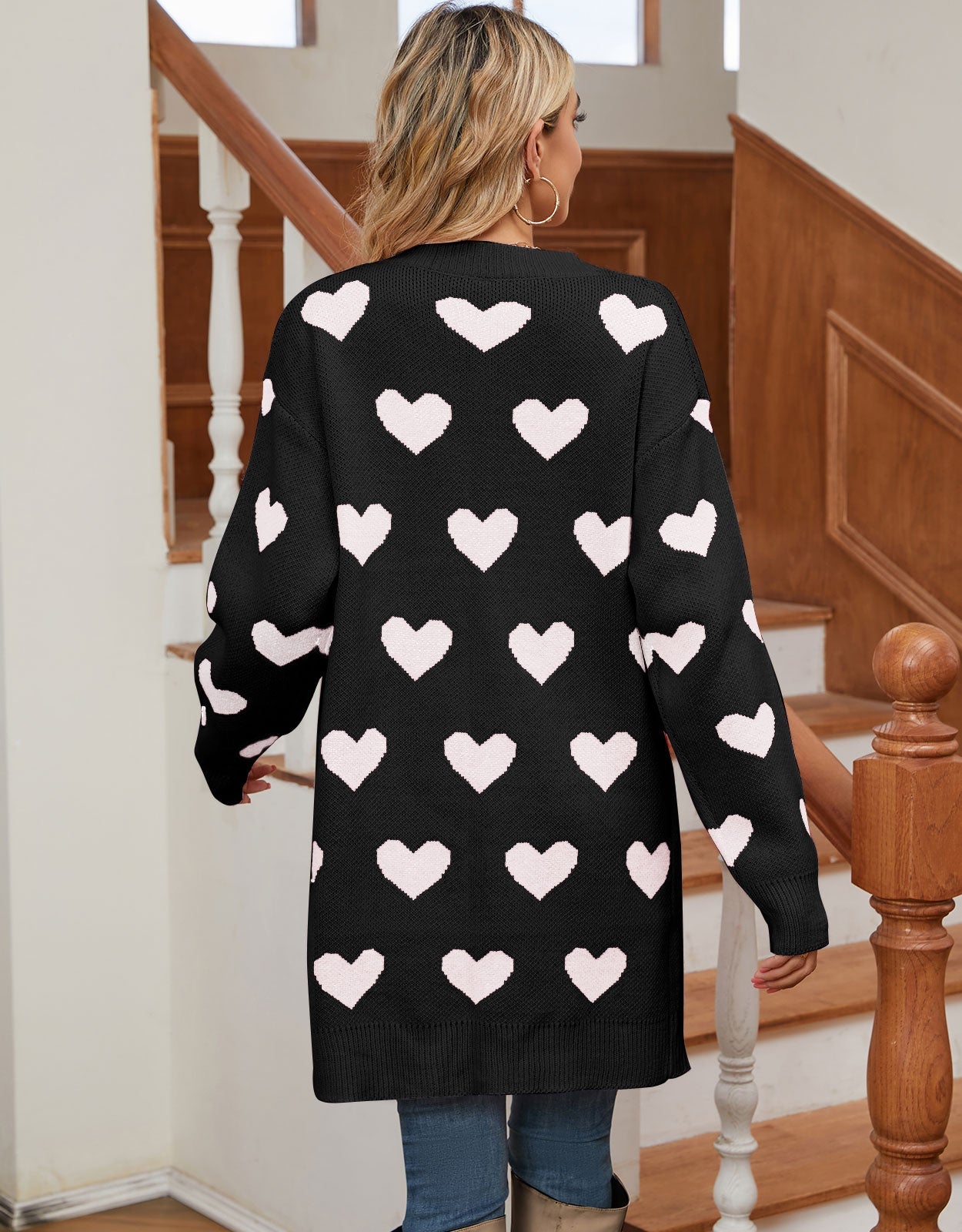 Cute Heart Long Sleeve Cardigans Coat Outwear