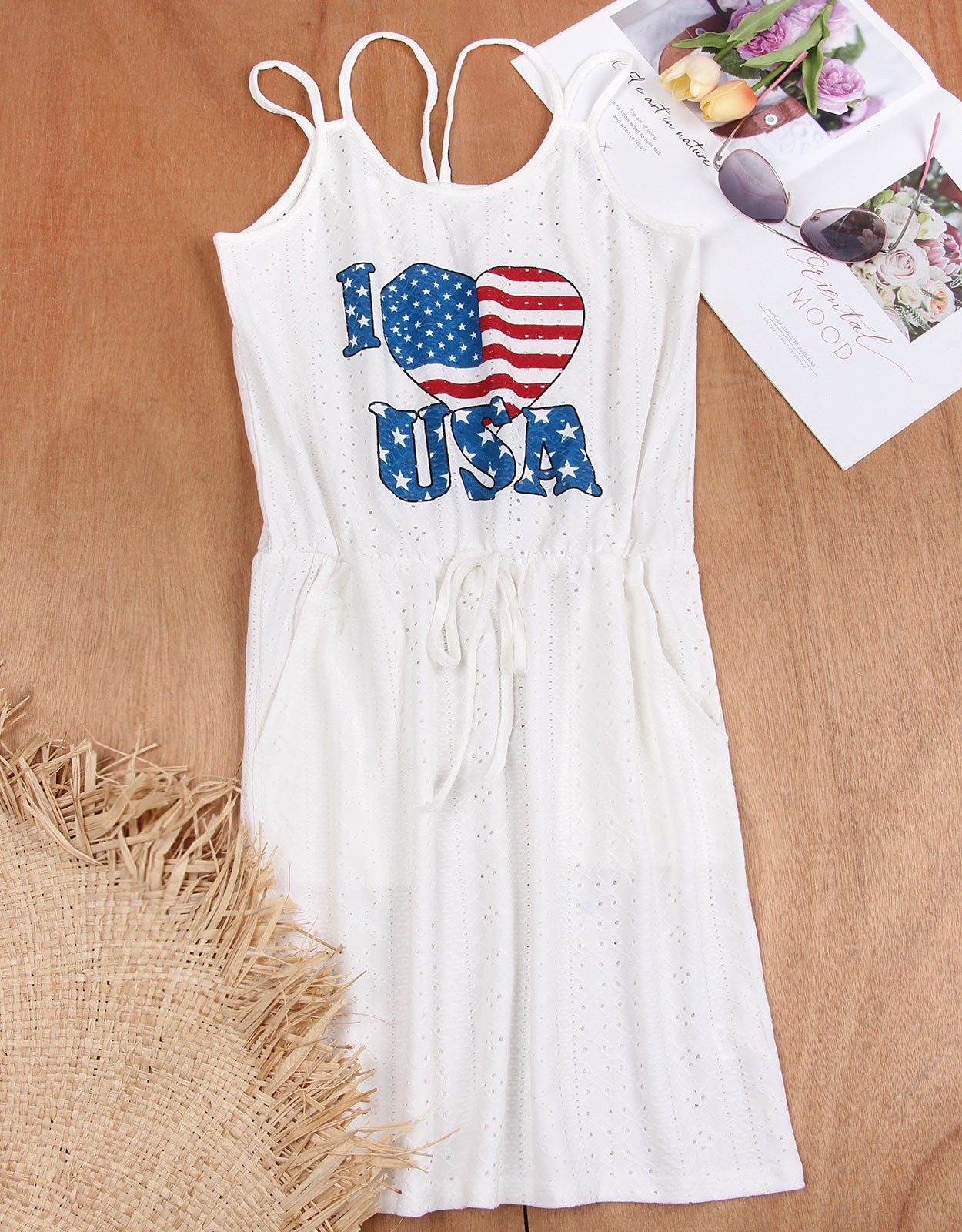 USA Love  Flag Printed Women's Swimsuit Cover-up