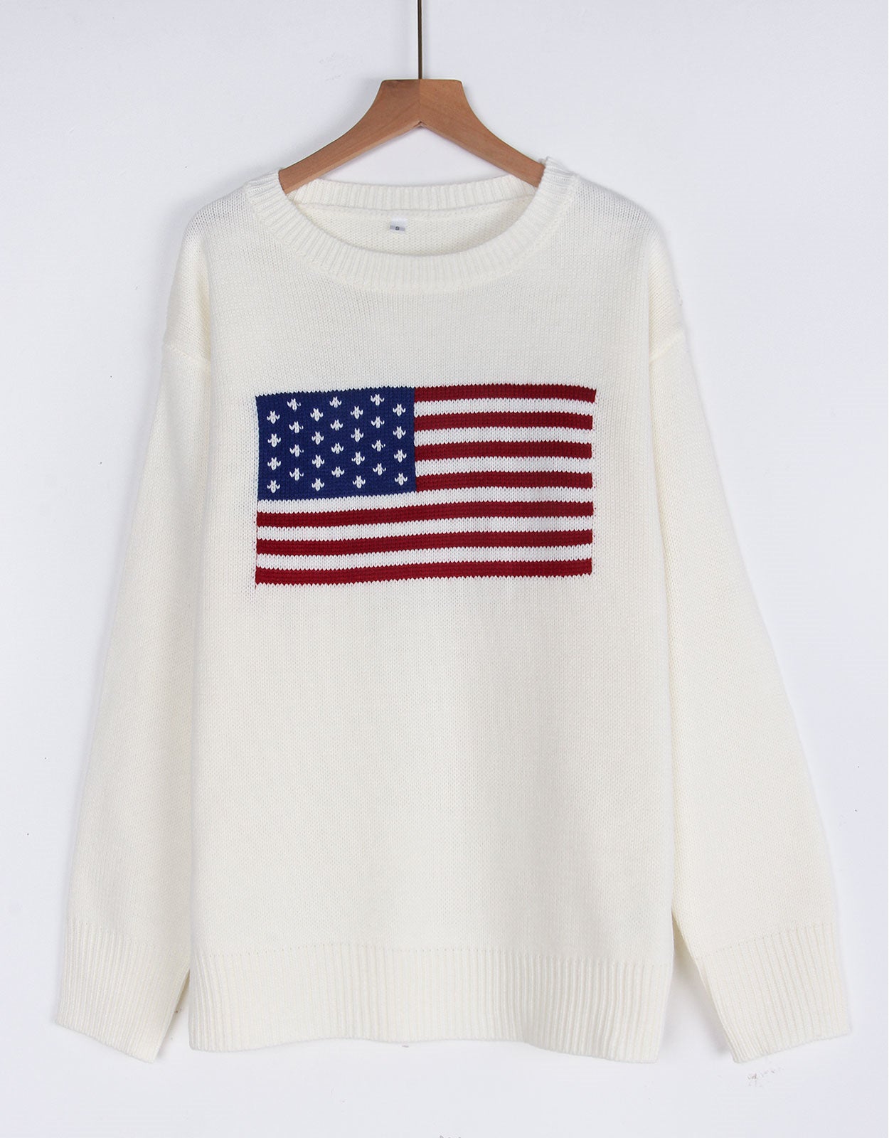 American Flag Loose Long Sleeve Crewneck Sweater