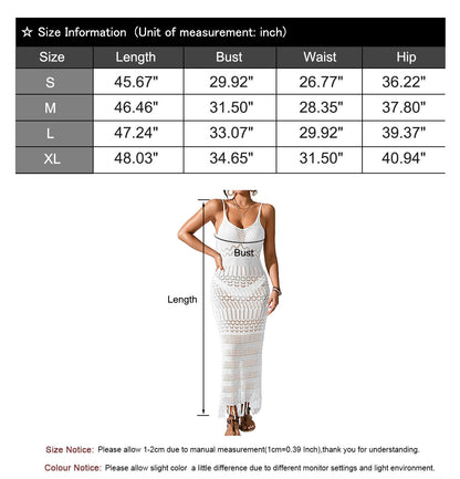 Women's Bohemian Style Suspender Hollow Long Cover-up